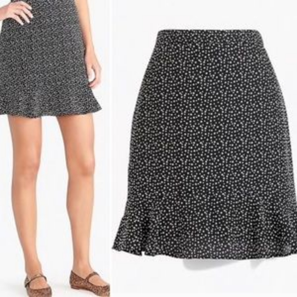NWT J.Crew Black & White Star Flounce Mini Skirt 2